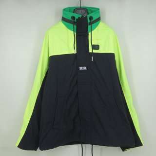 【DIESEL】義大利品牌 可藏式連帽 網洞內裡 防風外套 M 黑*黃*綠 男