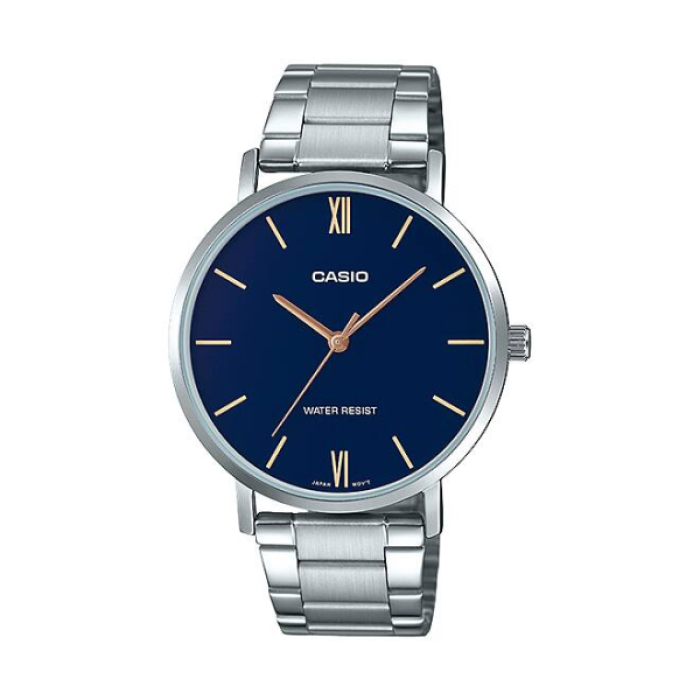 【CASIO 卡西歐】極簡約羅馬時標時尚休閒腕錶-沉穩藍/MTP-VT01D-2B/台灣總代理公司貨享一年保固