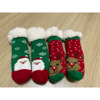 聖誕毛襪 嬰兒保暖襪 麋鹿 聖誕老公公