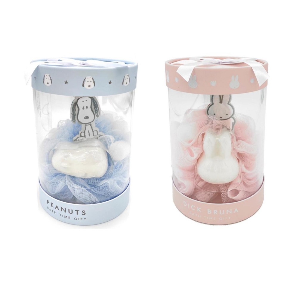 日本進口 米飛兔 Miffy 史努比 Snoopy 沐浴球香皂組 沐浴禮盒2件組 洗澡球刷 沐浴刷 造型肥皂 禮盒