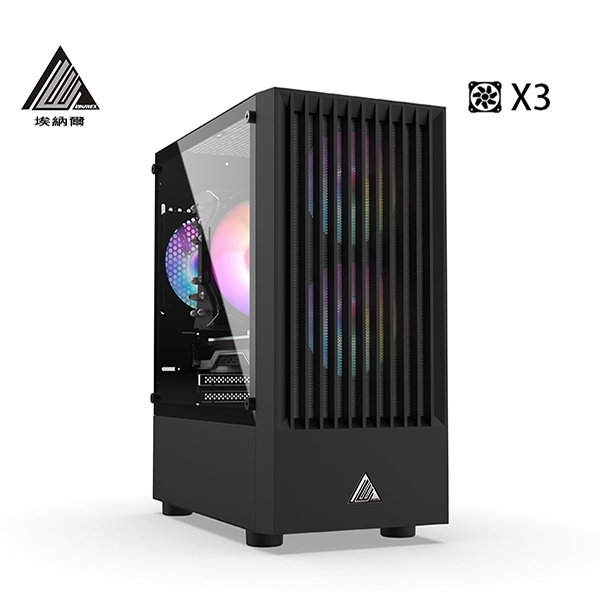 【富祥資訊】EINAREX埃納爾 X01B電競商務RGB*3機箱(黑),M-ATX