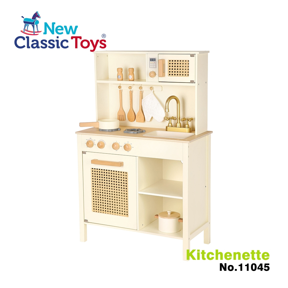 荷蘭New Classic Toys 陽光小主廚木製廚房 (含9配件組)- 廚房玩具  家家酒 煮菜遊戲 小廚房