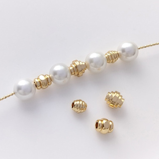 宏雲Hongyun-Ala---14K包金保色燈籠隔珠螺紋鼓珠手工串珍珠手鏈項鏈diy飾品散珠材料