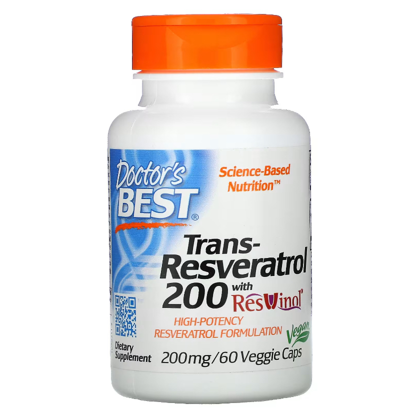 現貨 Doctor's Best, 反式白藜蘆醇 200，含 Resvinol，200 毫克，60 粒素食膠囊