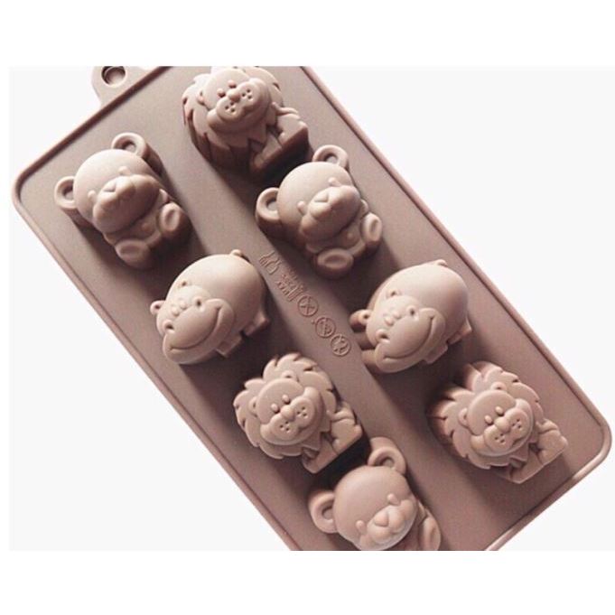 8孔 河馬 獅子 動物造型 矽膠模 手工皂模 婚禮小物模 巧克力模 製冰模