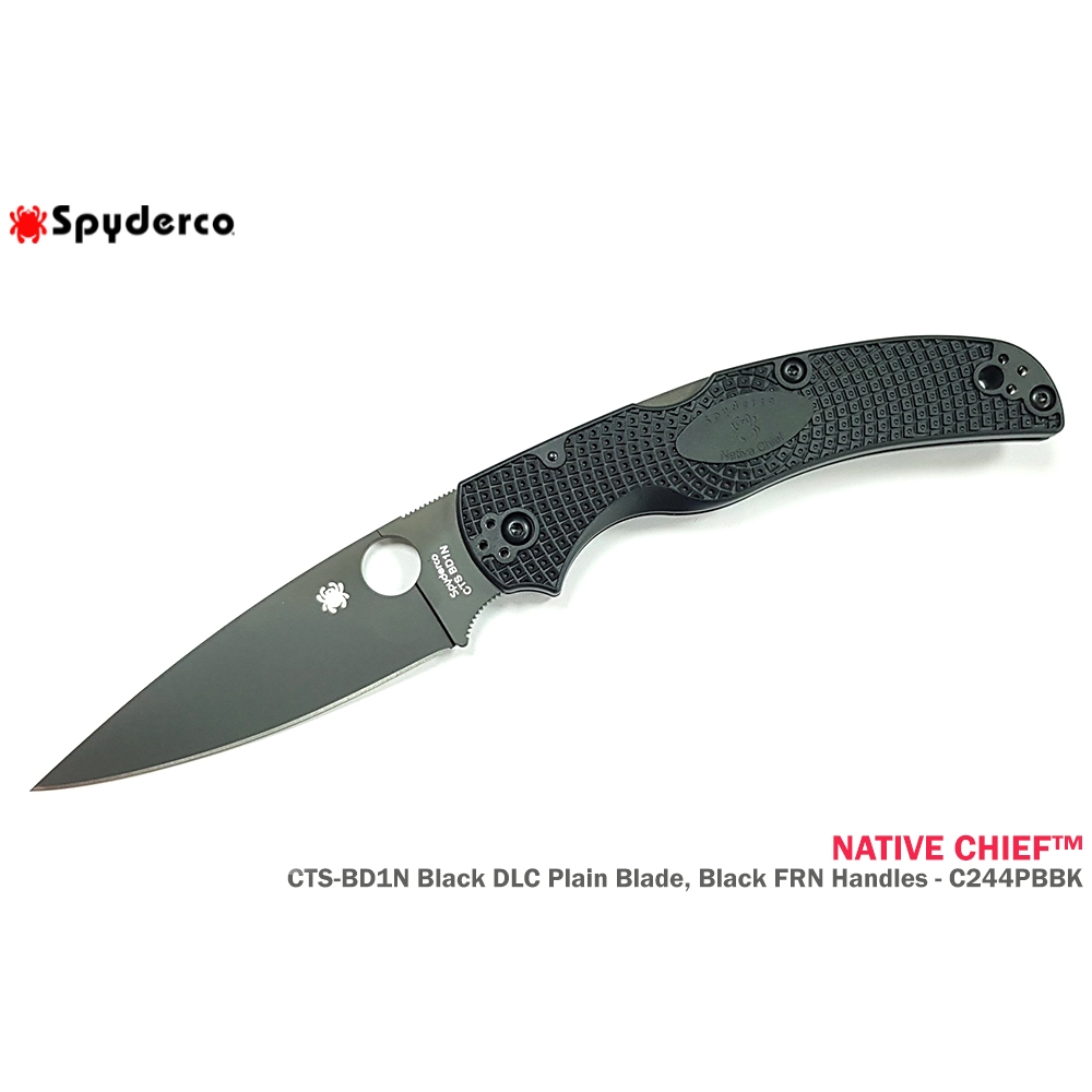 Spyderco NATIVE CHIEF™ 黑色FRN柄全刃折刀 -CTS BD1N鋼 (DLC 處理)