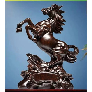 《泓潤》精選 黑檀木雕 駿馬 擺件 馬到成功 8cm 雕刻工藝品 木雕馬 實木家居辦公裝飾擺設