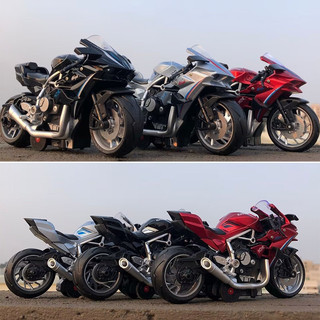 ［台灣現貨］合金 摩托車 賽車 重機 哈雷 川崎 H2R 杜卡迪 模型 迴力車 合金 腳踏車 彎把 公路車