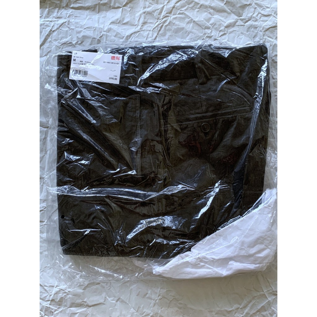 UNIQLO 燈心絨長褲 SMART 彈性 九分褲 燈心絨 稍長 鐵灰 深藍 M號 446128