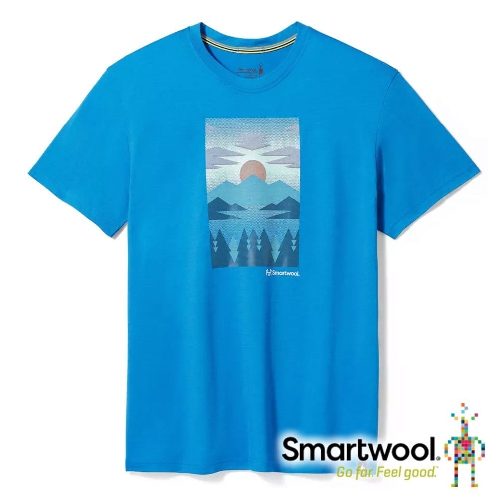 【Smartwool】中性圓領短袖塗鴉T恤/山峰餘暉『藍』SW017161