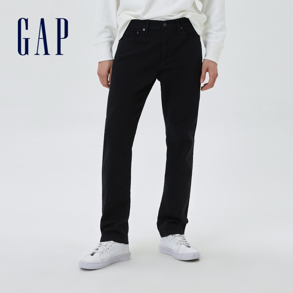 Gap 男裝 彈力直筒牛仔褲-黑色(499985)