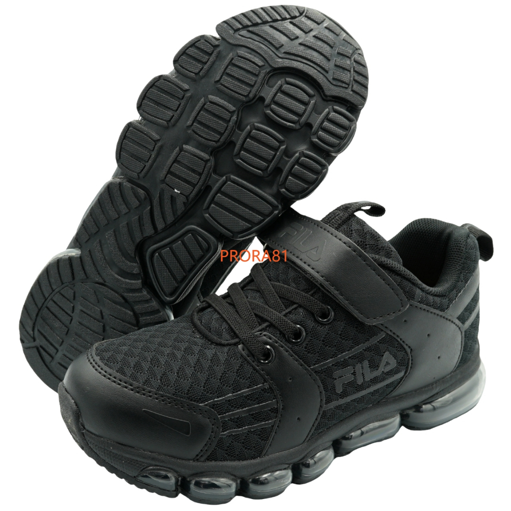 FILA J406Y-000 黑色 單黏帶大氣墊運動鞋(童鞋)【康特杯，足弓支撐鞋墊】306F