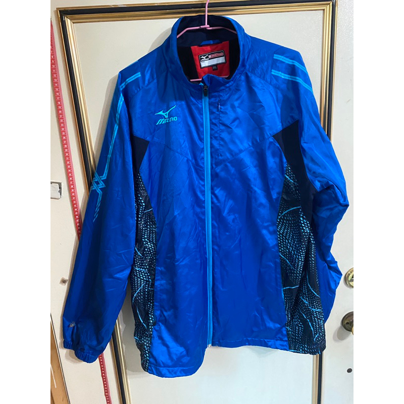 175美津濃藍色黑邊機能防風保暖外套