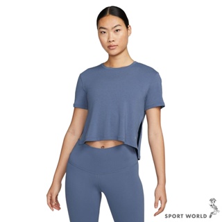 Nike 女裝 短袖上衣 排汗 短版 寬鬆 藍【運動世界】DM7026-491