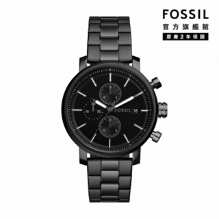 【FOSSIL 官方旗艦館】Rhett 暗影潛行三眼手錶 黑色不鏽鋼錶帶 42MM BQ2845