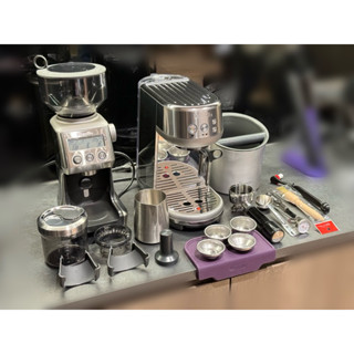 【新莊面交】Breville The Bambino 半自動義式咖啡機+專業級定量磨豆機+各式配件 大全配 二手近全新