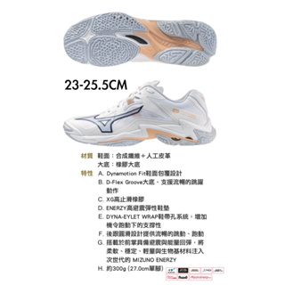免運 MIZUNO WAVE LIGHTNING Z8 女款 排球鞋 V1GC240035 白膚粉 23-25.5CM