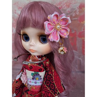 小禎雜貨 單花鈴鐺粉色 和風手工花朵髮夾 和服 花朵髮夾 小布娃娃頭飾 大人 小孩 小布娃娃 美樂娃娃都可使用