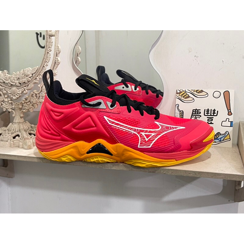 大灌體育👟 MIZUNO WAVE MOMENTUM 3 排球鞋 中筒 男 紅橘 V1ga231204