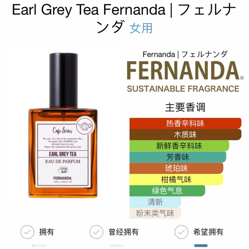 日本 FERNANDA EARL GREY TEA 伯爵茶淡香水香精