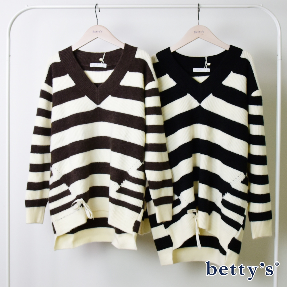 betty’s貝蒂思(15)寬條紋V領針織毛衣(共二色)