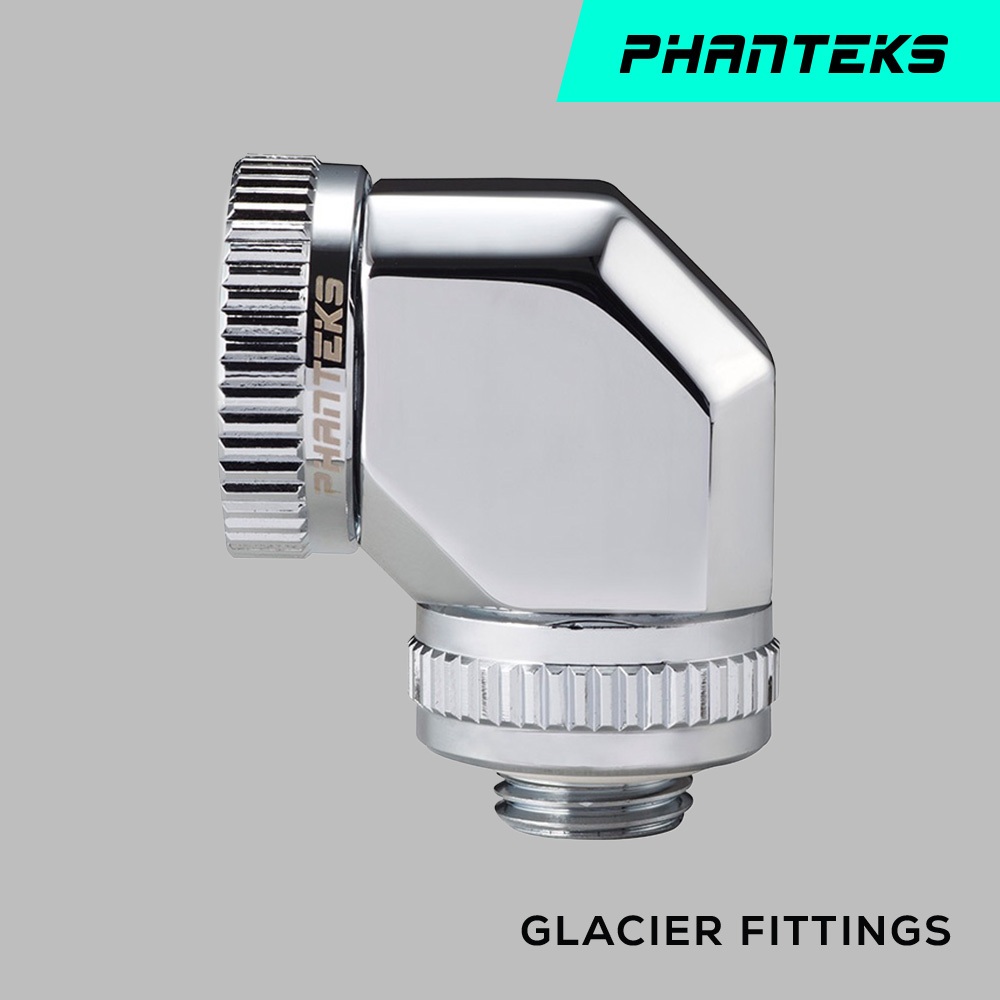 Phanteks 追風者 PH-RA90_CR16 G1/4 16mm硬管90度旋轉接頭 - 銀色