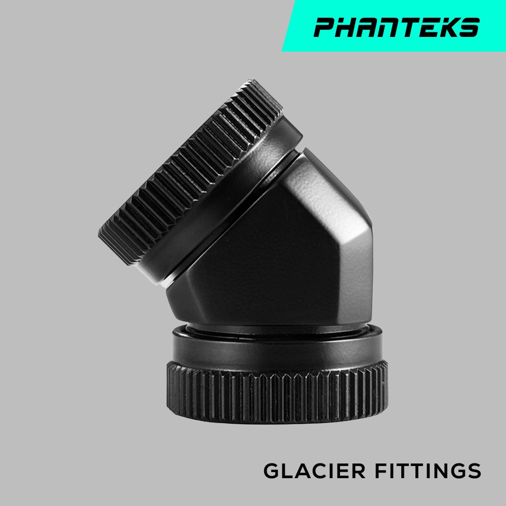 Phanteks 追風者 PH-A45_BK_12 G1/4 12mm硬管對硬管45度旋轉接頭 – 黑色