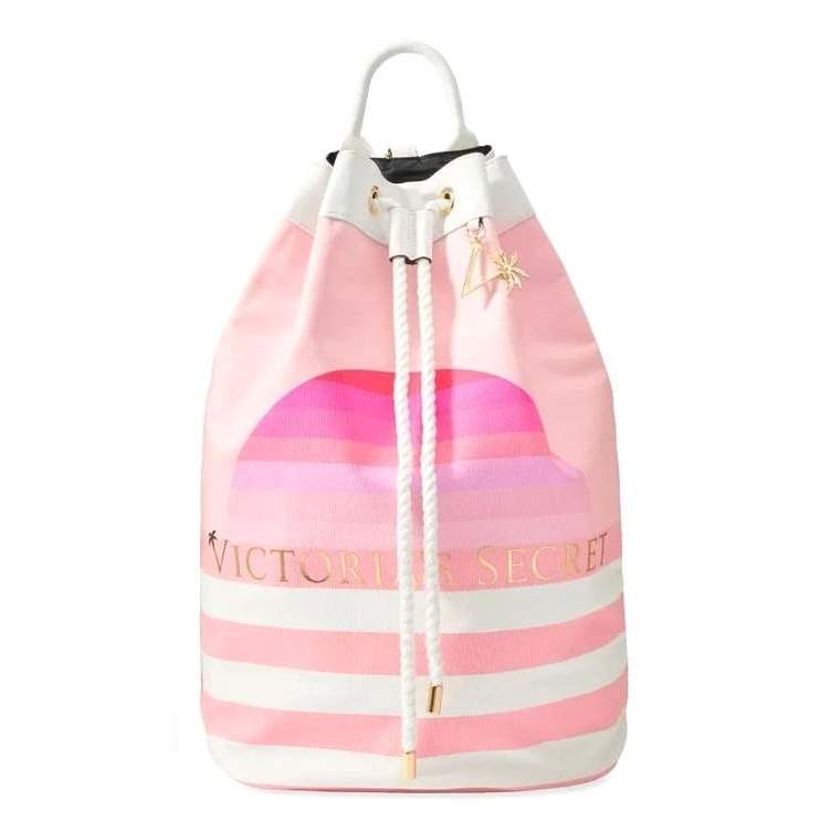 【全新現貨】Victoria's Secret 維多利亞的秘密條紋海灘抽繩後背包 Beach Backpack