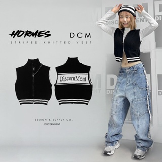 [HORMES] DCM2417 針織 雙拉鍊 背心外套 毛衣 STRIPE KNIT VEST