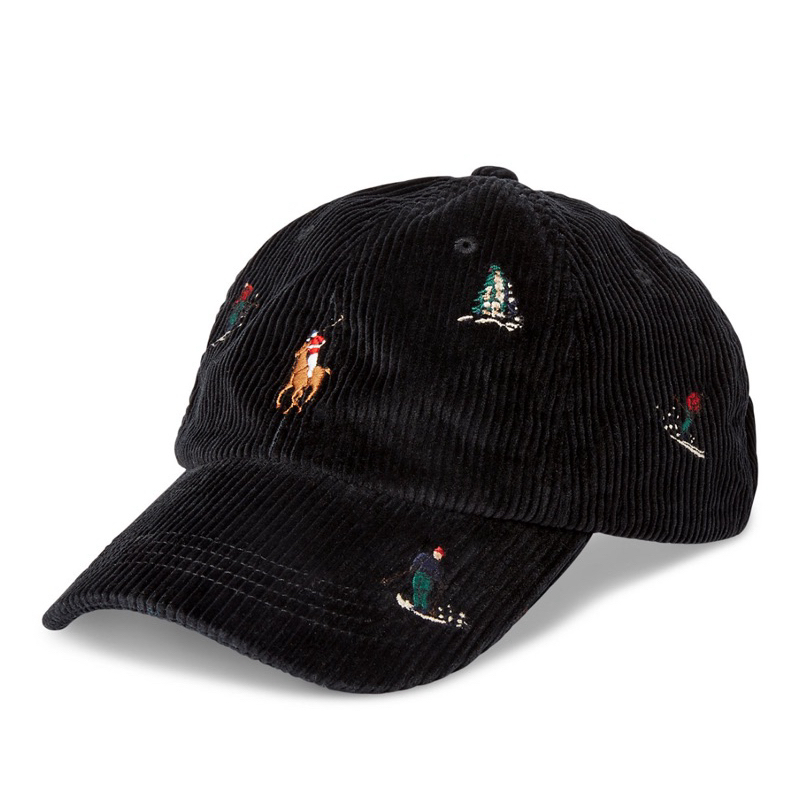 【現貨】我愛巴黎🇺🇸 Polo Ralph Lauren 帽子小馬刺繡滑雪人 燈芯絨 老帽 棒球帽