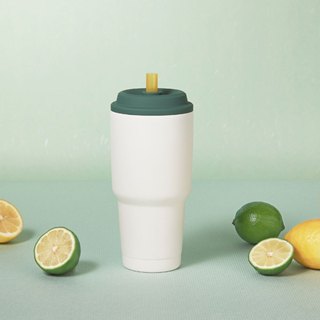 免運 臺灣製 YCCT速吸杯2代900ml(內膽陶瓷層) - 厚藻綠 - 瞬收吸管飲料杯 環保杯 吸管杯 隨行杯 冰霸杯