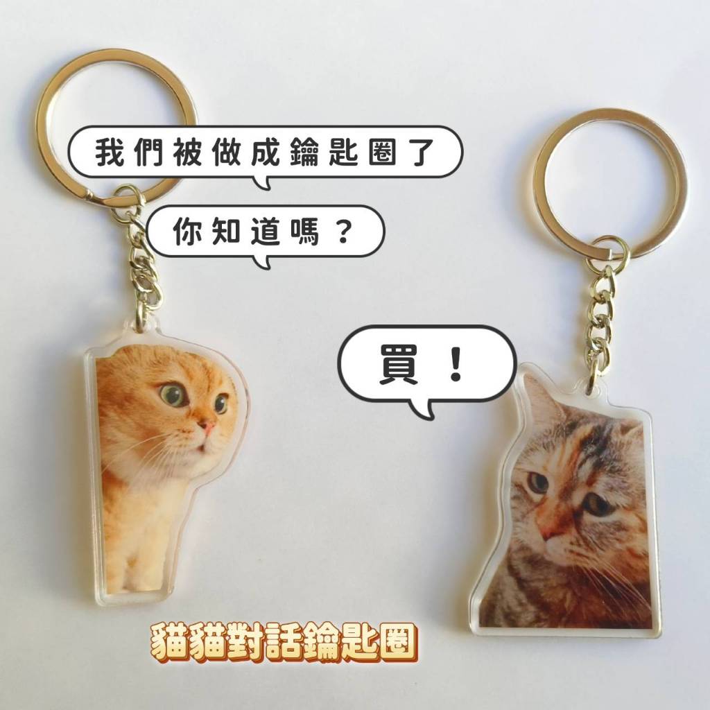 現貨｜訂製系列 貓咪對話鑰匙圈 兩款可選 貓講話 貓迷因 迷因meme吊飾 搞笑惡搞 梗圖表情包 可愛 送禮物