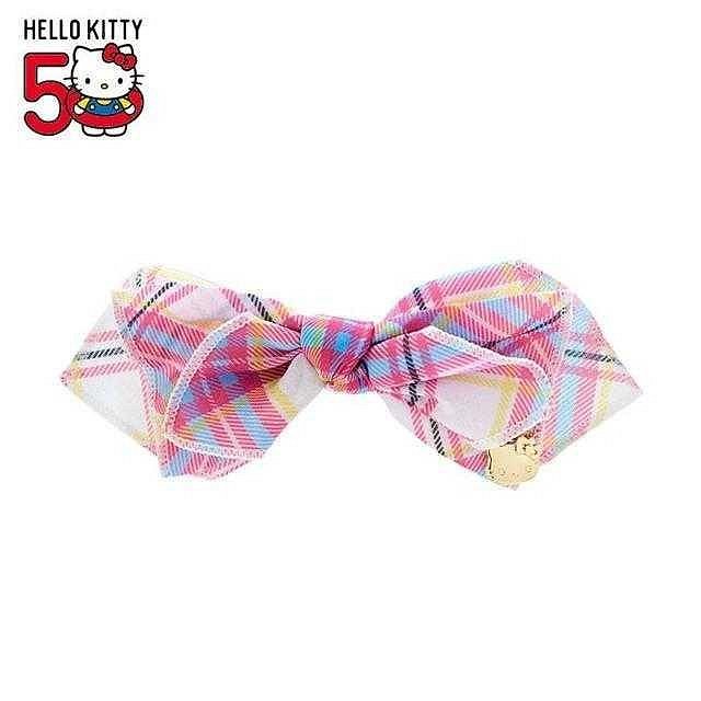 ♥小花花日本精品♥ Hello Kitty 蝴蝶結造型髮夾 髮飾 蘇格蘭少女 50週年系列 ~ 3