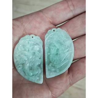【一方翡翠】緬甸一手貨源-臺灣出貨! #2402015 冰豆種翡翠富貴龍鳳牌掛件項鍊(翡翠A貨-附證書)