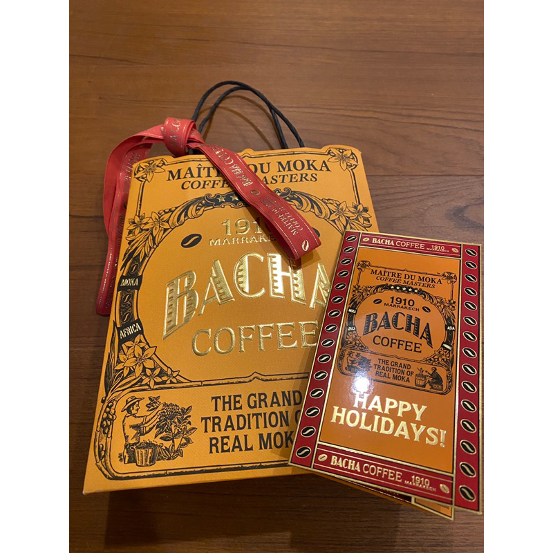 BACHA COFFEE 紙袋 新加坡 摩洛哥 咖啡 夿萐咖啡 附緞帶帳卡夾