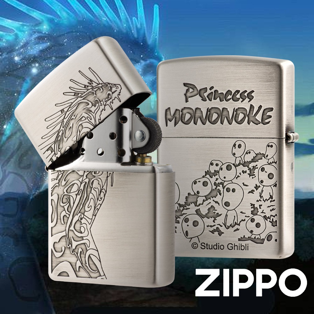 ZIPPO 吉卜力-魔法公主：螢光巨人&amp;木靈防風打火機 ZA-6-S03 銅質橫條髮絲紋 物理雕刻 動漫 終身保固