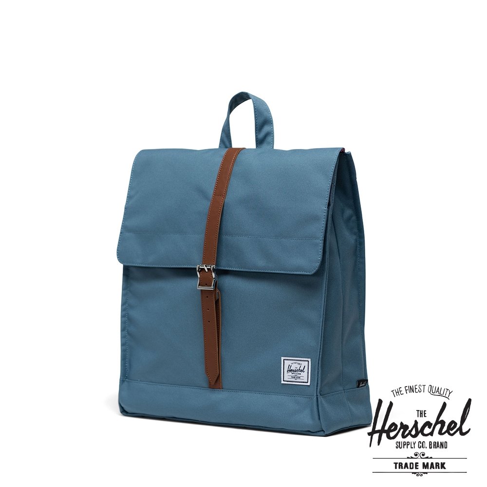 Herschel City Mid【10486】包包 藍色 後背包 偵查包 書包 掀蓋設計 環保材質 PPBOX