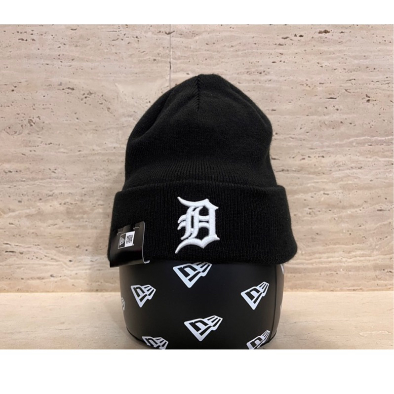 New Era 男女毛帽 美國職棒MLB底特律老虎黑色 Detroit Tiger Cuff Beanie 雙層毛帽