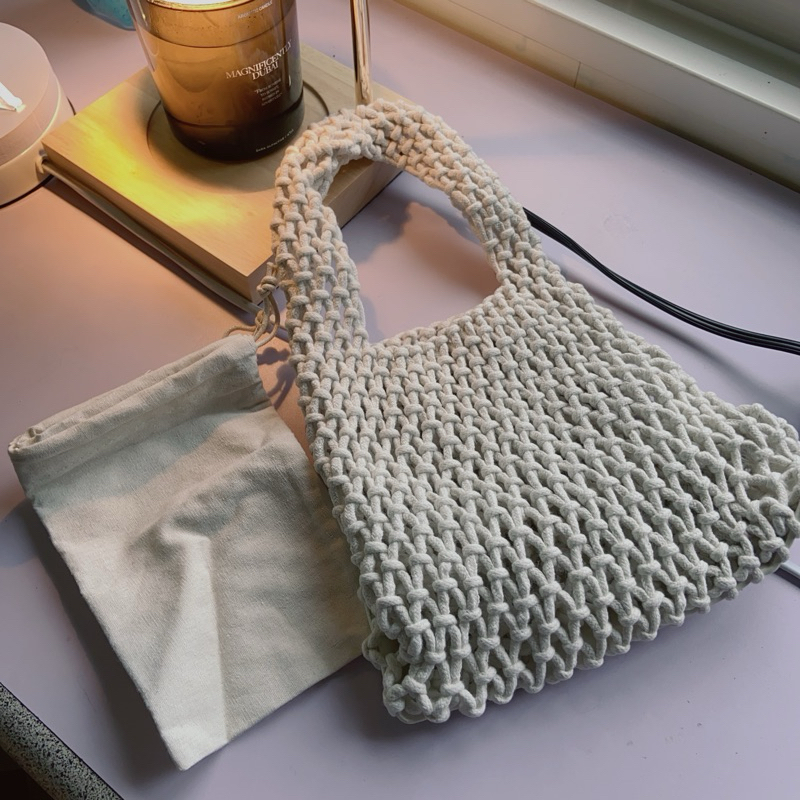 全新泰國🇹🇭購入 編織手包（付束口袋）