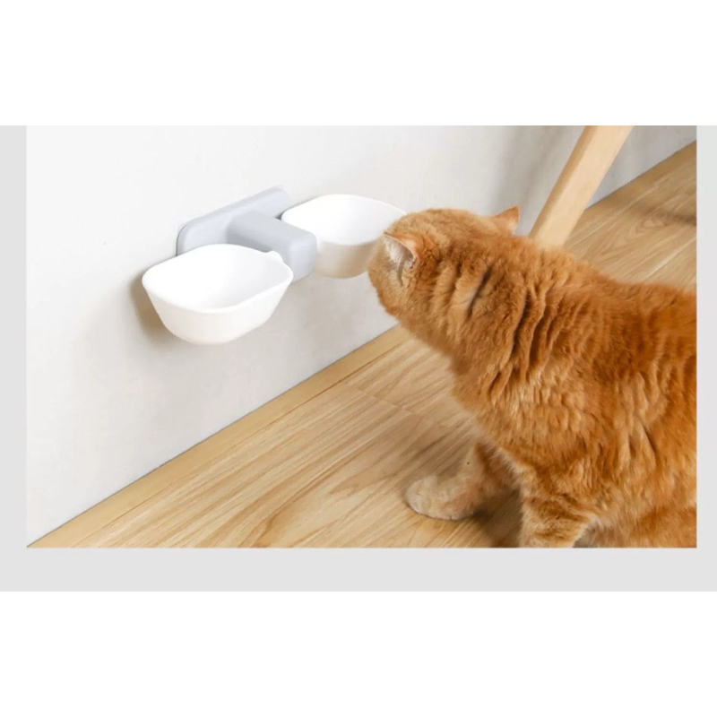 🍵壁掛二合一寵物碗｜護頸寵物碗 懸掛式 可拆洗 狗碗 貓碗 貓水碗 寵物碗架 吸盤懸掛碗