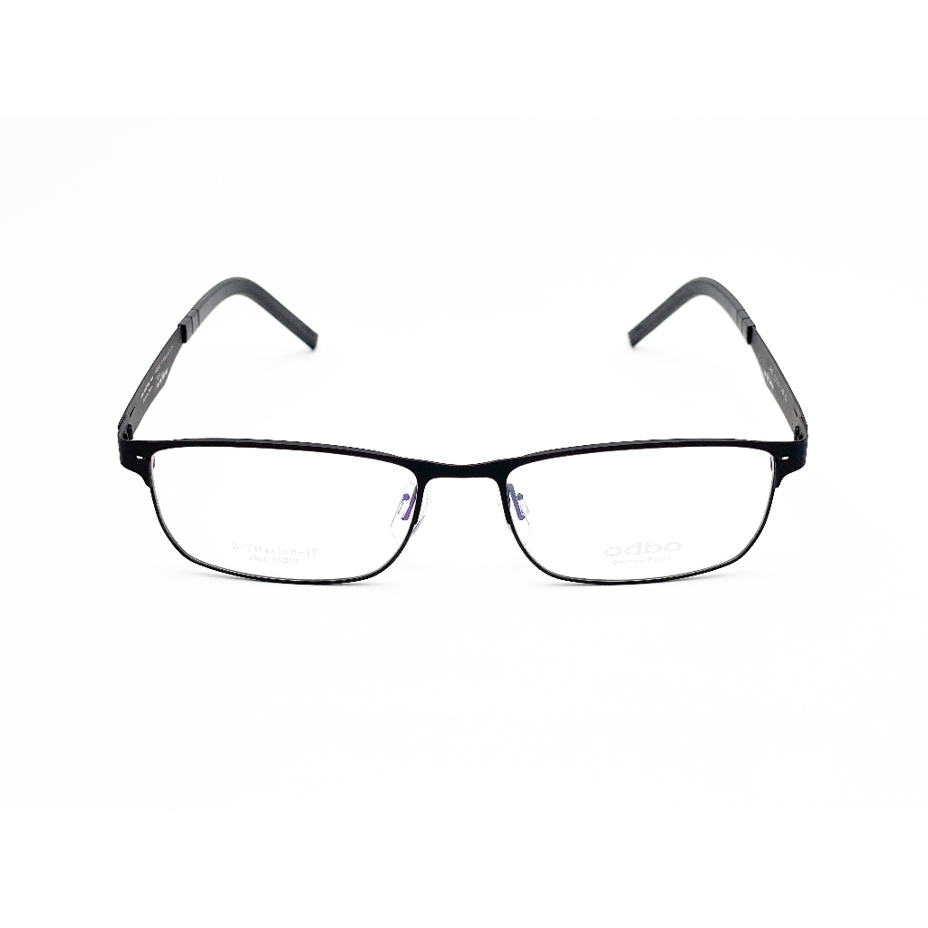 【全新特價】odbo 鈦金屬光學眼鏡鏡框 1861 C1 消光黑 輕量化無螺絲設計