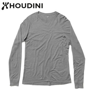 【Houdini】原廠貨 男 Activist Crew 男款美麗諾羊毛保暖圓領內層衣 柔軟灰