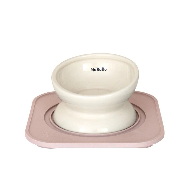 二手 hururu 寵物碗 Wu-mai 兩用陶瓷寵物碗 含防蟻墊 深淺兩用x斜角設計