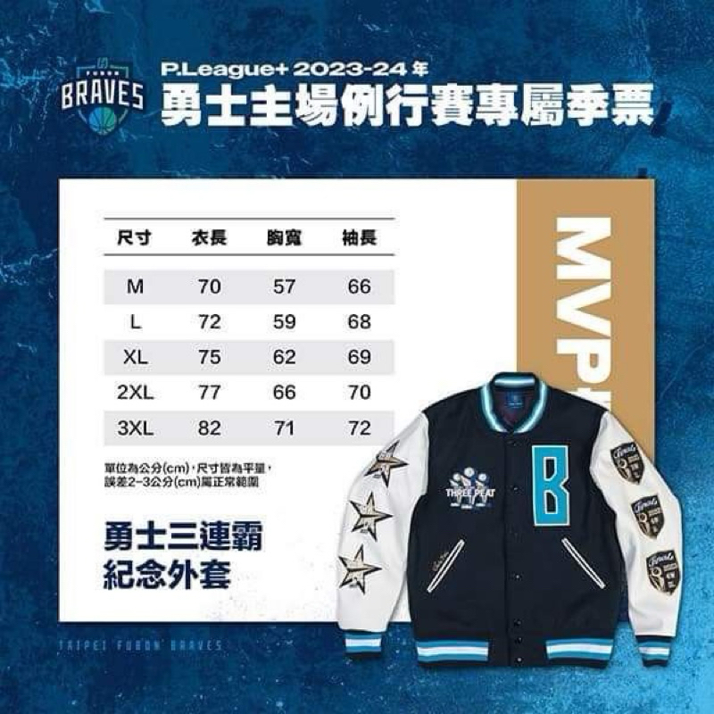 稀有釋出！！沒有在販售！富邦勇士VIP專屬 三連霸限量紀念外套 （男- size M 跟 size L)