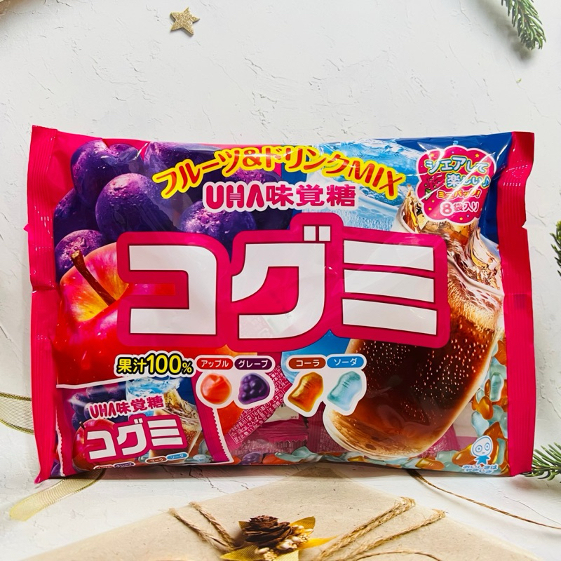 ［開麥啦。］日本 UHA味覺糖 綜合水果汽水軟糖 8袋入/包 分享包 蘋果/葡萄/可樂/蘇打