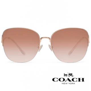COACH 太陽眼鏡 HC7152 933113金屬圓框太陽眼鏡 - 金橘眼鏡