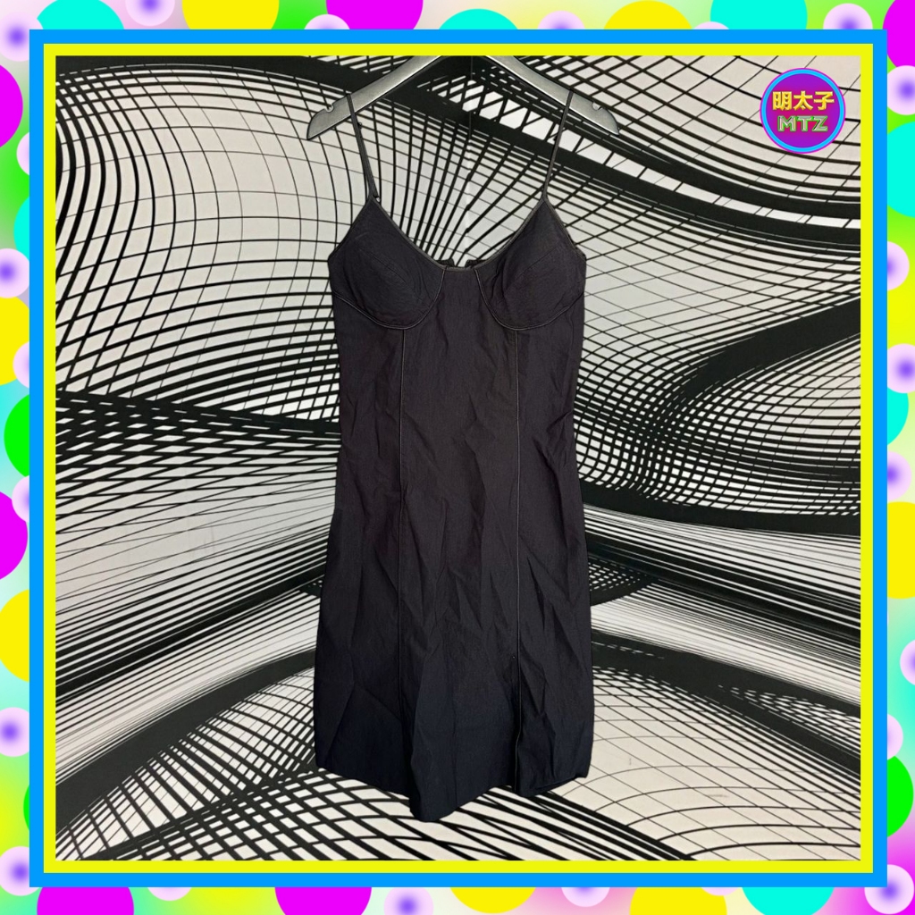 二手 MISSHATO  黑色 微挺 緄邊 罩杯 拼接 彈性 無袖 洋裝 G216 【明太子 古著應召站】
