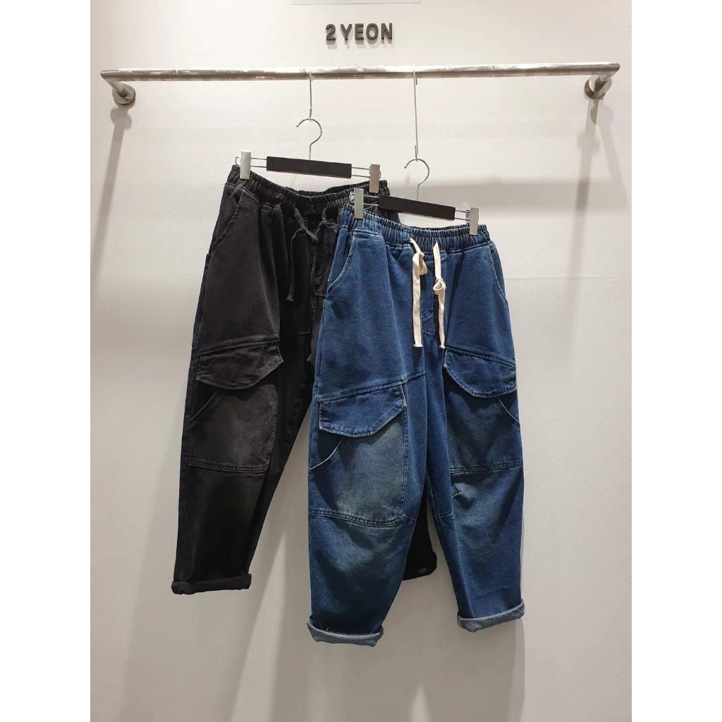 (免運預購) 2 yeon 設計款不對襯大口袋牛仔褲 (妳有喜歡就來問價錢會再便宜) (正韓東大門檔口)