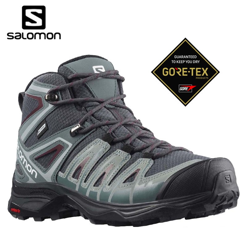 【SALOMON 法國】女 X Ultra PIONEER GTX 中筒登山鞋 黑/綠/紅 多功能鞋 L47170500