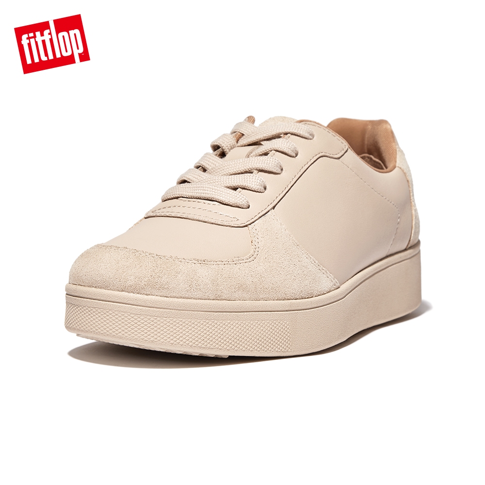 【FitFlop】RALLY LEATHER SUEDE
PANEL SNEAKERS 復古繫帶休閒鞋-女(白石色)